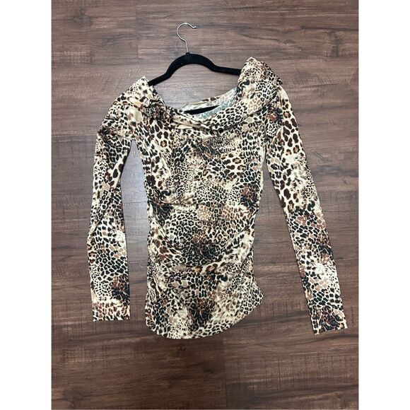 Blumarine Leopard Assymetrical 100% Wool Blouse, Sz I 44/ US 8, MSRP $500 + - Picture 1 of 7